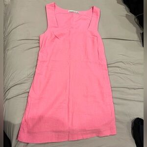 ABERCROMBIE AND FITCH pink linen dress with pockets and zipper